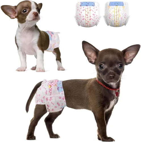 Dono Pañales para perras, 48 unidades, súper absorbentes, indicador de humedad, XS (8-14 pulgadas), hueso rosa, perras, 48 unidades