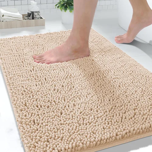 Miniatura 19 de Yimobra Alfombras lavables para baño, alfombra de baño de chenilla súper suave y absorbente para piso y alfombra, alfombra antideslizante de secado