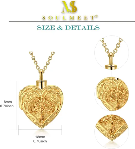 Miniatura 6 de SOULMEET Flower Cremation Jewelry for Ashes, SilverGold SunflowerButterfly Urn Necklace for Ashes, Cherish Memories Cremation Locket Jewelry