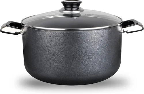 Miniatura 22 de Alpine Cuisine Olla antiadherente de 5 cuartos con tapa de vidrio templado y asas de transporte, utensilios de cocina multiusos, horno holandés