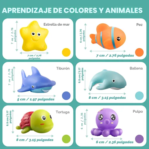 Miniatura 6 de Hely Cancy Juguetes de baño para bebés de 18 meses, juguetes de bañera de animales sin agujeros, juguetes de bañera para bebés