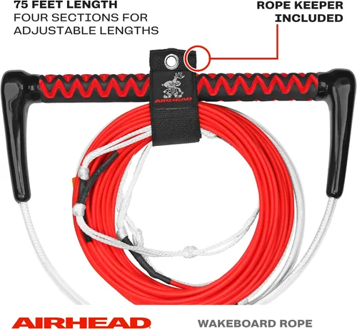 Miniatura 2 de Airhead Dyneema Wakeboard Rope and Handle, No Stretch Tow Rope with EVA Grip, Multi Section Water Ski Wakeboarding Line for Boat Towables, 1,700 lb