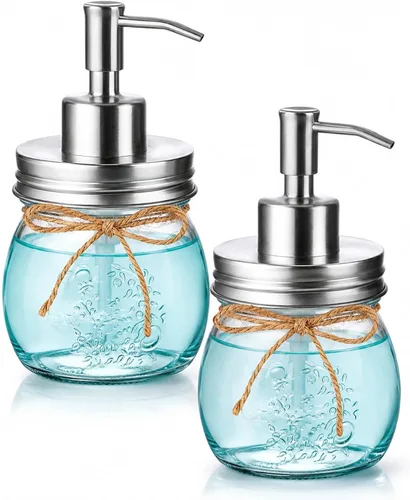 Miniatura 12 de Amolliar Dispensador de jabón líquido en tarro Mason de 10 onzas, bomba y tapa de acero inoxidable, bonita decoración de granja para cocina, baño