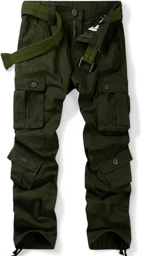 OCHENTA - Pantalón cargo para hombre, estilo militar de combate pantalón casual para el trabajo con 8 bolsillos.