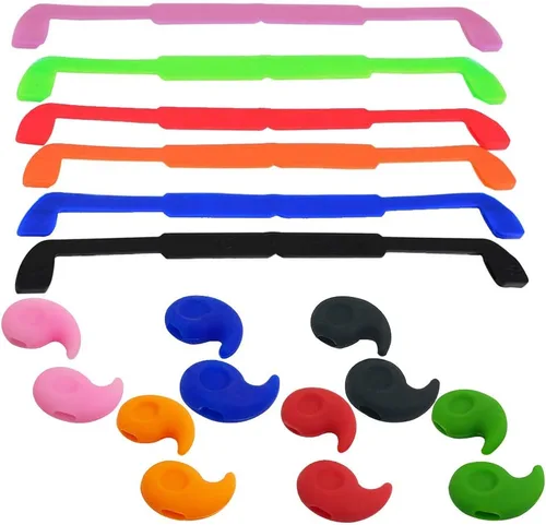 Miniatura 7 de SENHAI Paquete de 6 correas de silicona antideslizantes para lentes con 6 pares de ganchos de agarre para las orejas, soporte suave para lentes