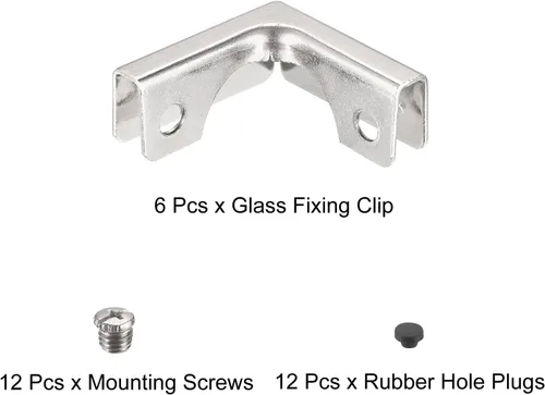 Miniatura 3 de HARFINGTON Clips de fijación de vidrio (2 unidades), soportes de fijación de vidrio en forma de L de 0.118-0.236 in para vitrina y pecera