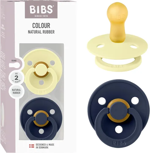 Miniatura 22 de BIBS - Paquete de 2 chupetes Bibs Colour, calmante, libre de bisfenol A, punta redonda, látex de goma natural Noche de vainilla
