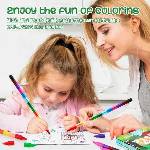 Miniatura 4 de BenLouis 24 mini libros para colorear de animales de granja para niños con 24 crayones apilables, regalos de fiesta de granero, libros