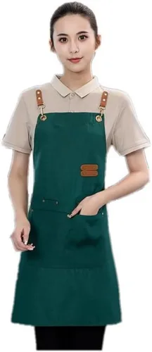Miniatura 14 de Delantal de chef de lona, delantal de espalda cruzada para hombres y mujeres con correas ajustables y bolsillos grandes, delantal de lona