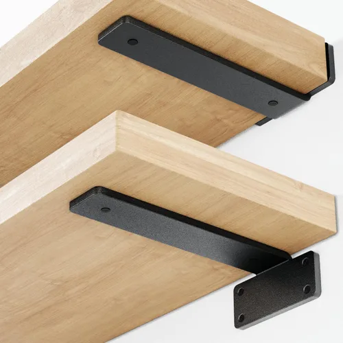 Orbeto Paquete de 6 soportes de estante resistentes (12 pulgadas) de metal negro (0.236 in de grosor), soporta más de 160 libras, recubrimiento en