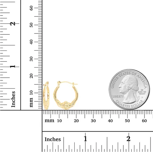 Miniatura 9 de Aretes de aro de oro amarillo de 14 quilates con múltiples formas de cierre con bisagras, alas y corazón, paloma y querubín, aretes de oro macizo