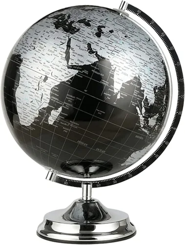 POCHY Hermoso globo giratorio de 360° con soporte de metal, globos geográficos de escritorio para oficina, escuela, sala de estudio, decoración fina