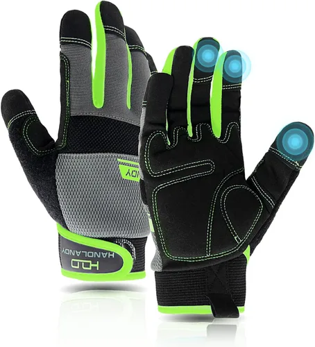 Miniatura 7 de AIGEVTURE Guantes de trabajo para hombre y mujer, guantes de jardinería de uso general con pantalla táctil, guantes de mecánico delgados de trabajo