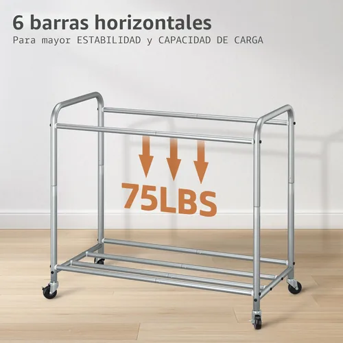 Miniatura 2 de STORAGE MANIAC Clasificador de ropa sucia de 3 secciones, carrito de lavandería de 35.6 galones (135 L) con ruedas resistentes con cerradura y Gris
