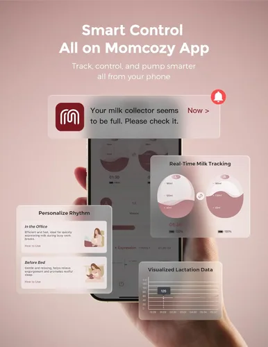Miniatura 6 de Momcozy Air 1 - Bomba extractora de leche ultradelgada, sacaleche portátil manos libres con estuche de carga inalámbrica y control por aplicación