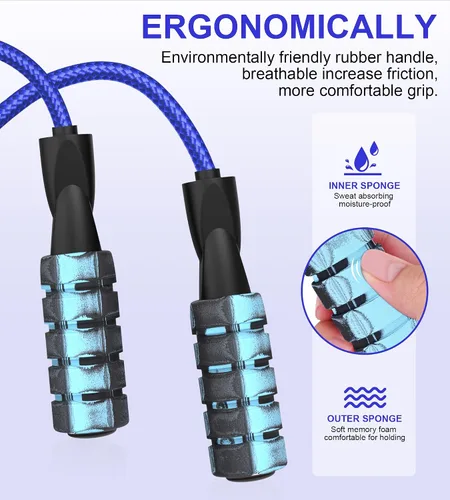 Miniatura 7 de Cuerda de saltar para mujeres y hombres, jumprope de fitness para mujeres, entrenamiento, cuerda de saltar ajustable para adultos