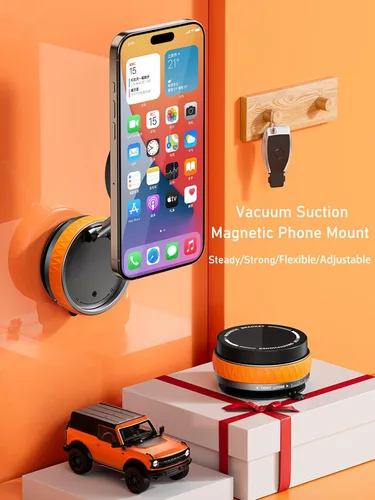 Miniatura 2 de Soporte magnético de teléfono para automóvil al vacío mejorado 2025, succión fuerte ajustable de 360° y soporte magnético para automóvil, espejo