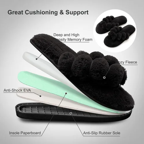 Miniatura 4 de JOINFREE - Pantuflas de dormitorio para mujer, cómodas, aptas para las cuatro estaciones, elegantes, zapatos para interiores y spa