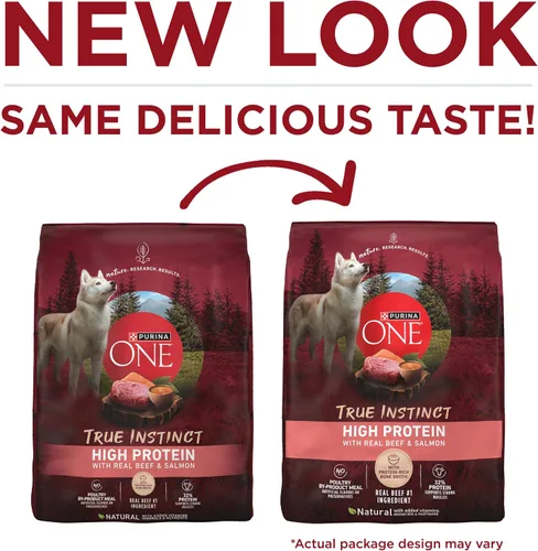 Miniatura 2 de Purina ONE Alimento seco natural para perros con alto contenido de proteínas, True Instinct con carne de res real y salmón con caldo de huesos