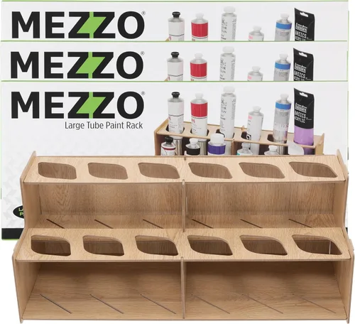 Miniatura 15 de Mezzo Artist Paint and Brush Rack - Soporte de Escritorio Multicapa de Laminado Veteado de Madera Organizador de Almacenamiento y Exhibición