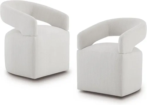 Miniatura 20 de KISLOT Juego de 1 sillas de comedor tapizadas, modernas sillas de comedor con ruedas ocultas, sillas de cocina con brazo con tela de aspecto