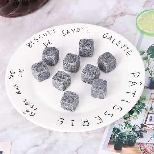 Miniatura 7 de Juego de regalo de piedras de whisky con 9 piezas de piedras y caja, cubos de hielo reutilizables, juego de granito natural, piedras para enfriar