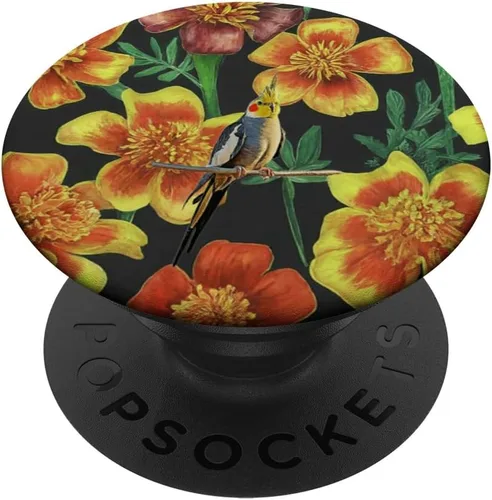 Miniatura 6 de Cockatiel Yellow Orange Marigolds Vintage Plant Pattern PopSockets MagSafe PopGrip for iPhone