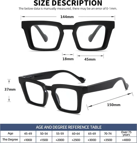 Miniatura 7 de Oprah Style - Lentes de lectura para mujer, con bloqueo de luz azul, cuadrados, de gran tamaño, elegantes y gruesos, bisagra de resorte