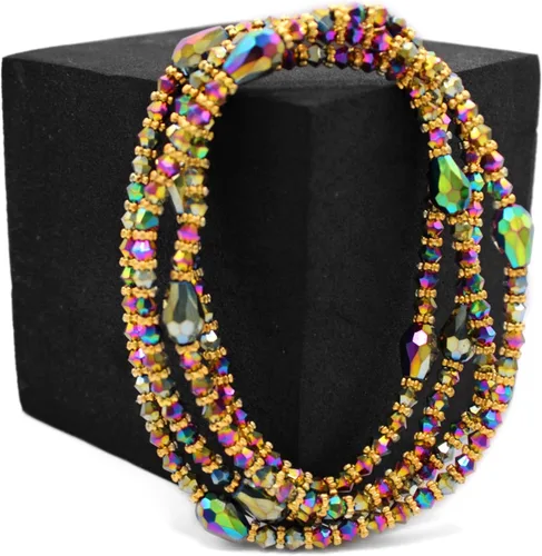 Cuentas de cintura africana elásticas hechas a mano, colección Radiance, cuentas de cintura brillantes lujosas y elegantes