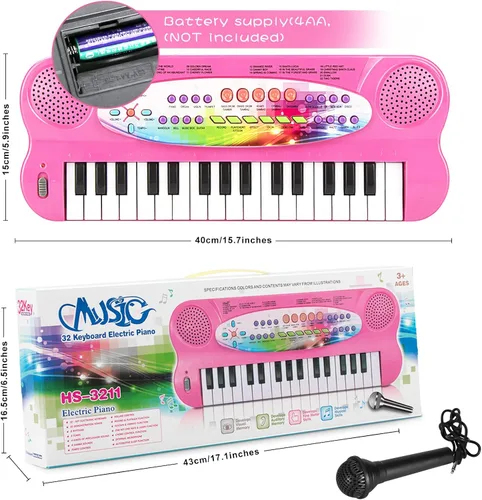 Miniatura 4 de Raimy Mini Teclado Piano para Niños, 32 Teclas Piano Portátil Aprendizaje Temprano Educativo Teclado de Música Electrónico Instrumento Juguetes