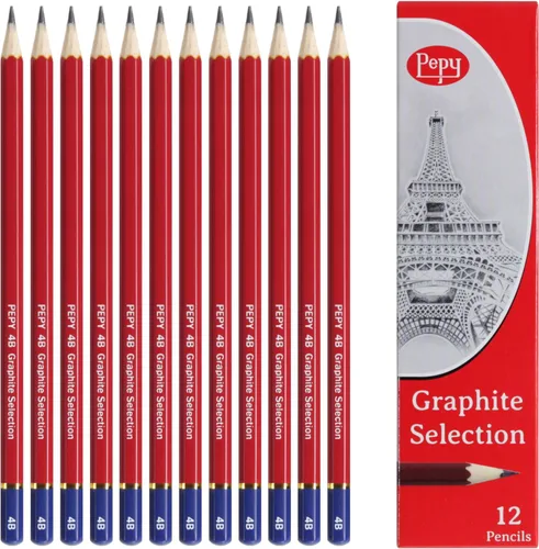 Miniatura 7 de Pepy Lápices de dibujo profesionales de grafito, juego de 12 lápices de plomo negros preafilados B; perfectos para dibujar, dibujar y sombrear