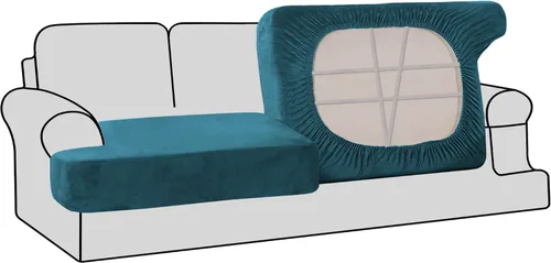 Miniatura 36 de H.VERSAILTEX Fundas de terciopelo elástico para silla con cojín en forma de T para sala de estar, funda de sofá, funda de asiento con cojín