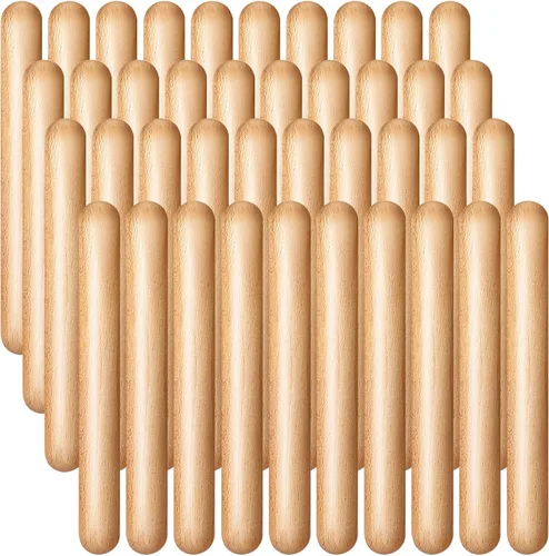 Boao Juego de 40 palos de ritmo musical de 8 pulgadas para niños a granel, palos Lummi de música con bolsa de transporte, clavos de madera clásicas,