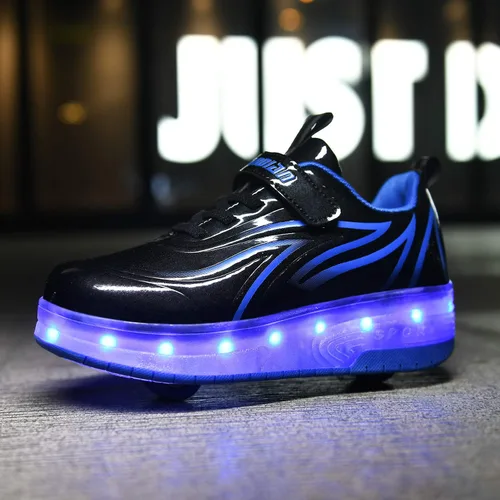 Miniatura 5 de Qneic Zapatillas de ruedas recargables por USB, zapatos de patinaje con ruedas para niños y niñas, zapatos iluminados para niños