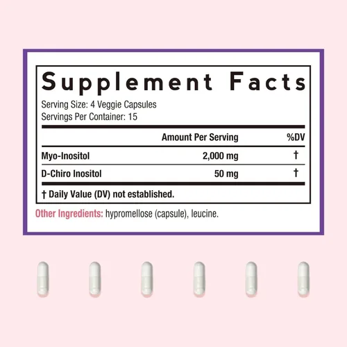 Miniatura 2 de Doctor's Recipes Suplemento de inositol para mujeres, cápsulas de mio-inositol y D-Chiro inositol de 2050 mg por porción, mezcla ideal 40:1, 60
