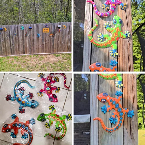 Miniatura 3 de Decoración de pared de Gecko de metal, decoración colgante de lagartos al aire libre para jardín, patio, valla, patio, balcón, regalo para mamá