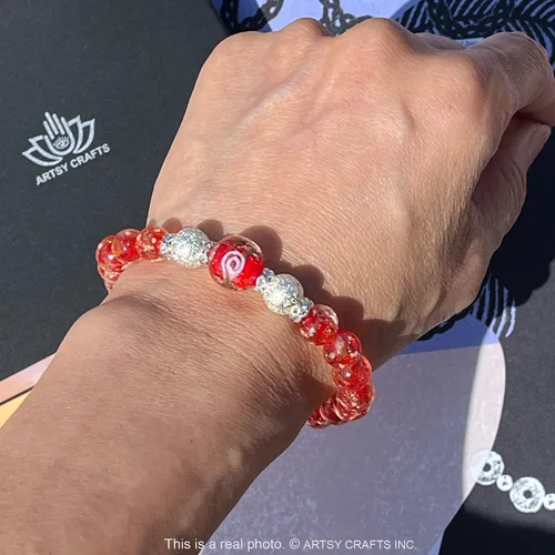 Miniatura 3 de ARTSY Crafts Pulsera de Cuentas de Luciérnaga que Brillan en la Oscuridad para Mujeres, Cuentas de Vidrio Luminosas Cristal Curativo Pulseras