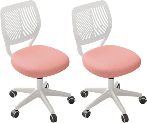 Miniatura 13 de JPBSTO Silla de escritorio sin brazos, silla giratoria de oficina ajustable con cojín acolchado de malla suave, silla ergonómica pequeña