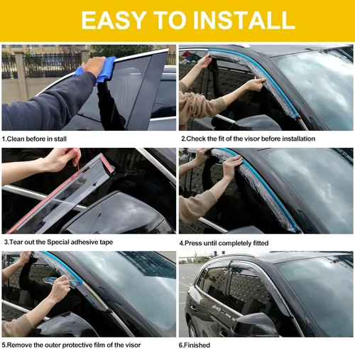 Miniatura 3 de 4 unidades de protectores de lluvia para ventana lateral tintados ahumados diseñados para Kia Forte 2019 2020 2021 2022 2023 EX FE GT LINE LXS