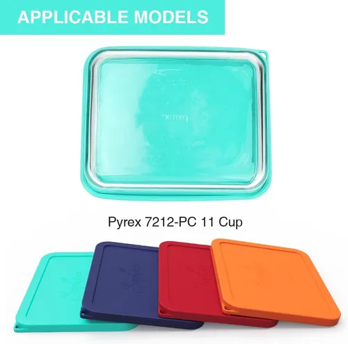 Miniatura 2 de Sophico Tapa rectangular de almacenamiento de silicona para 11 tazas de repuesto para cuencos de vidrio Pyrex 7212-PC, recipiente no incluido