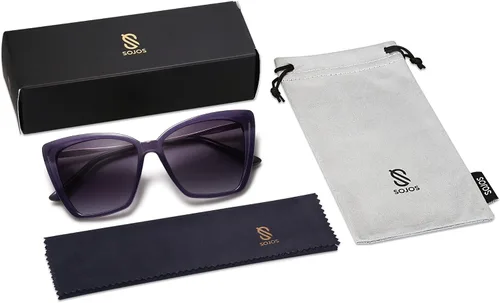 Miniatura 15 de SOJOS Gafas de sol polarizadas de moda para mujer, retro, de gran tamaño, cuadrado, ojo de gato, gafas de sol con protección UV SJ2206