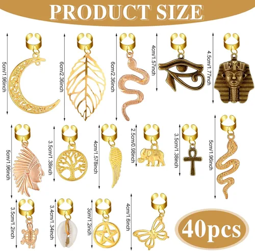 Miniatura 2 de Chunyin 40 piezas de joyería para el cabello para mujer, trenzas Loc, accesorios dorados para el cabello para hombres, trenzas de rastas
