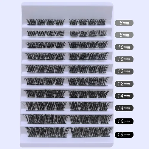 Miniatura 6 de 80 racimos de pestañas en racimo de 0.315-0.630 in, extensiones de pestañas individuales de aspecto natural, pestañas rizadas en D, extensiones
