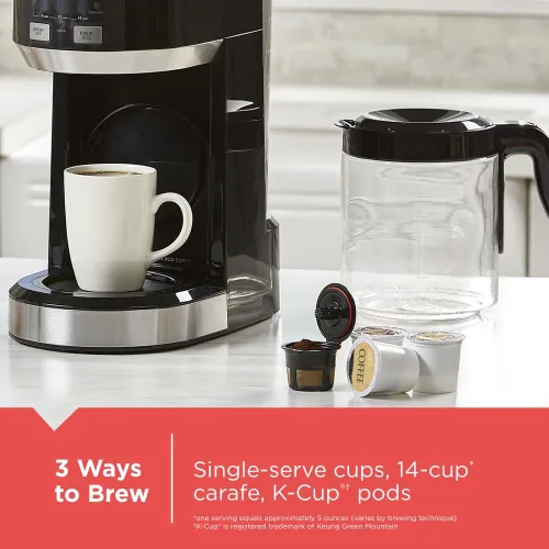 Miniatura 4 de Black+Decker Cafetera doble de 14 tazas con función de limpieza automática, diseño compacto, K-Cup y filtro de tierra reutilizable compatible