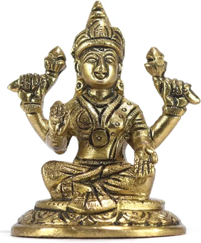 Miniatura 12 de ASHIRWAD Escultura de estatua de ídolo de latón para Diwali Pooja, templo, decoración del hogar, Vastu Laxmi Devi Maa AE000006-18 (Laxmi-18)