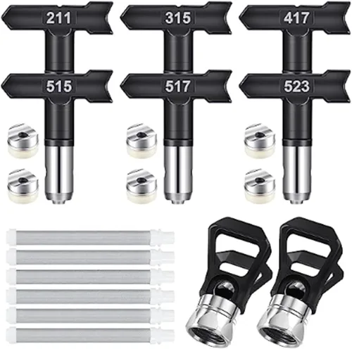Miniatura 7 de 5 puntas de pulverización reversibles, puntas de boquilla de pulverización sin aire, con filtros de pistola pulverizadora, piezas de repuesto