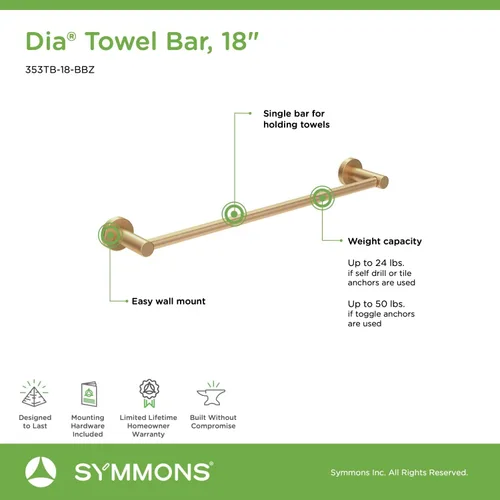 Miniatura 7 de Symmons 35AC4BUNDLEBBZ - Herrajes para baño, 4 piezas, bronce cepillado
