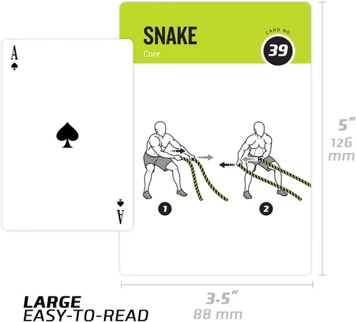 Miniatura 7 de Juego de 62 tarjetas de ejercicio de cuerda de batalla para entrenamientos en casa, con tarjetas de entrenamiento de fuerza guiadas para el hogar