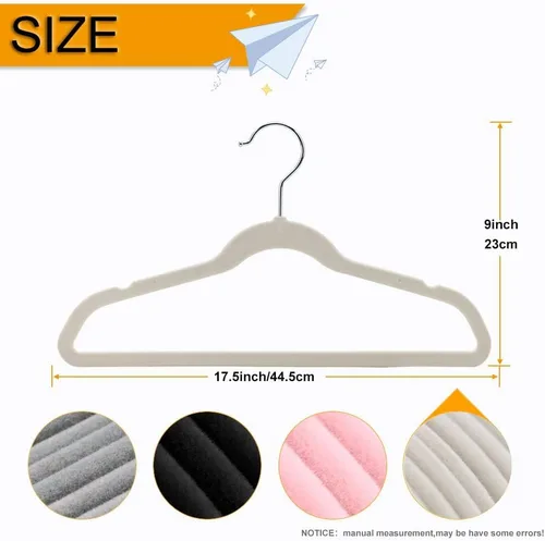 Miniatura 6 de Paquete de 50+10 perchas de terciopelo antideslizantes para ropa para trajes, perchas para ahorrar espacio, 15 ~ 20 libras, resistentes de 17.5