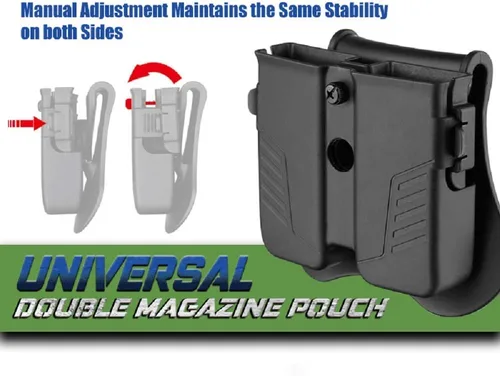 Miniatura 3 de Bolsa doble para cargador de 0.354 in calibre .40 .45 y cargador de pila doble y individual - Soporte universal para mag Funda de paleta